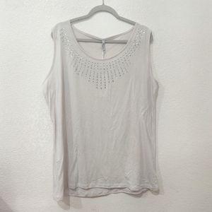 NWT Dila 3X Light Grey-Off White Blouse With Studs